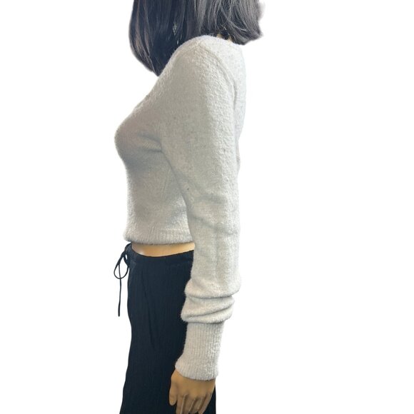 (5 for $25) Sincerely Jules Super Soft V-Neck Fitted Sweater in White - Picture 3 of 4